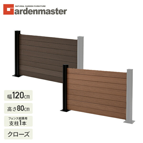 フェンス 目隠し 人工木 クローズ (幅120cm 高さ80cm)  フェンス拡張セット アルミ支柱追加用 1本  KMFS-801+WPC1X4-11BR*8 ブラウン/ナチュラル  ボーダーフェンス 目隠しフェンス 屋外 おしゃれ DIY   山善 YAMAZEN ガーデンマスター   【送料無料】の通販は