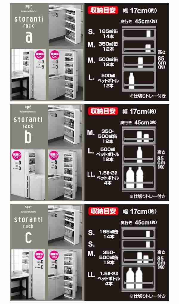 すきま収納 17cm 引出し&ラック セット ストランティ ラック＆ドロアー