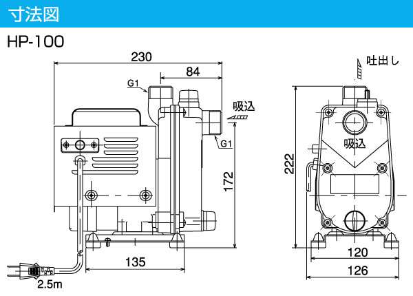 小型 給水ポンプ ハンディーポンプ HP-100 100V 口径15mm 農業用ポンプ