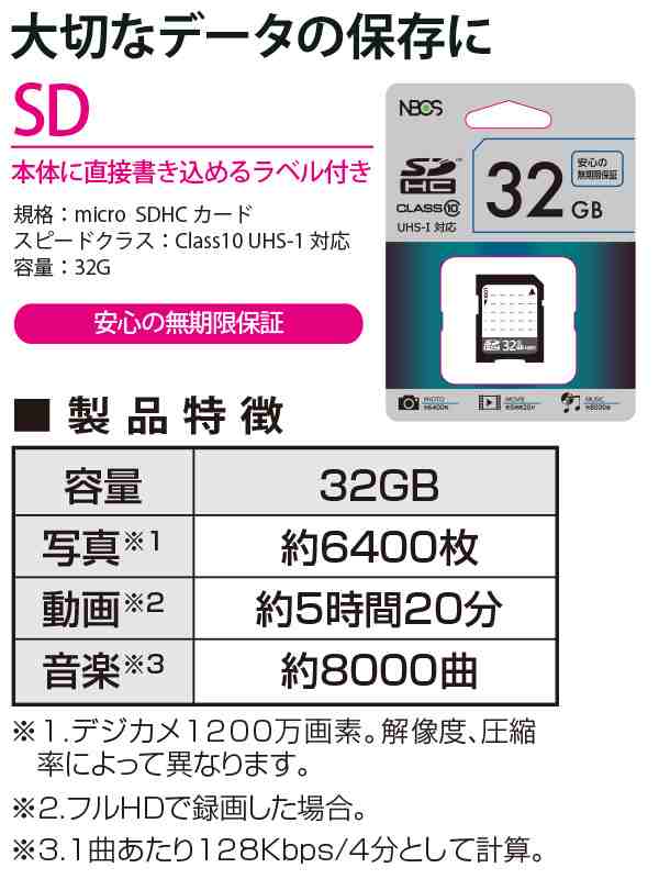 Sd カード 32gb Class10 Uhs I 対応 ラベル付き Nbsd 32 メモリーカード クラス10 Uhs 1 カード 高速 Sdhc Nbcs ナビックス 送料の通販はau Pay マーケット くらしのeショップ