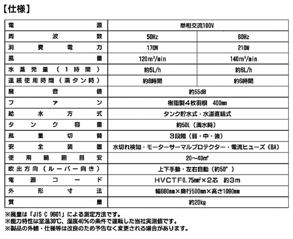 大型冷風扇 業務用冷風扇 CAF-40 冷風扇風機 冷風機 冷風器 扇風機 スポットクーラー 熱中症対策 工事 不要 ナカトミ NAKATOMI 【送料無料】_10