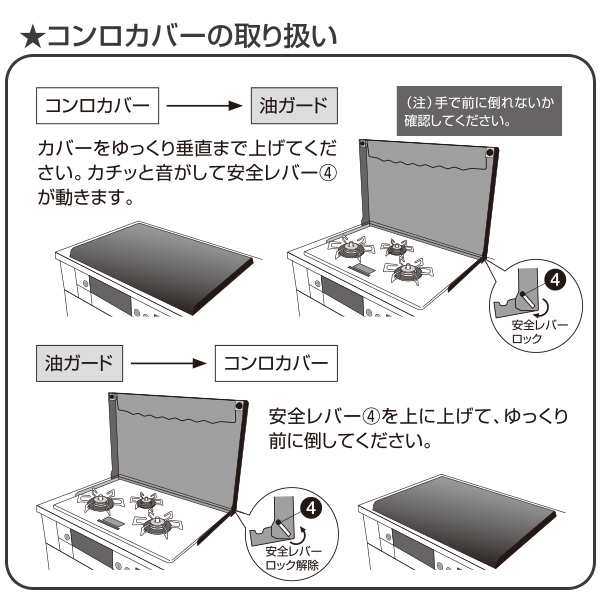 システムキッチン用(ビルドインコンロ用) コンロカバー 日本製 幅60cmのビルトインコンロ専用 鍋蓋キャッチャー付き IK-20 コンロカバ