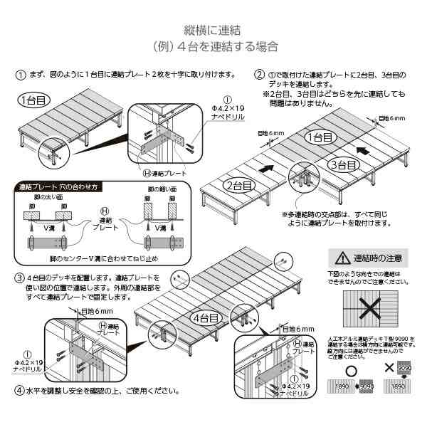 人工木 ウッドデッキ (幅180×奥行90cmタイプ) 1890 ブラウン/アッシュブラウン 人工木製デッキ 人工木ウッドデッキ ウッドデッキタイル  の通販はau PAY マーケット - くらしのeショップ