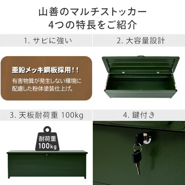 ベンチストッカー 屋外 収納 幅155cm 天板耐荷重100kg MS2-1500 マルチ 