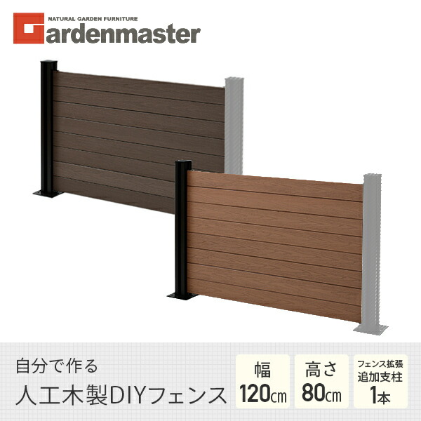 フェンス 目隠し 人工木 クローズ (幅120cm 高さ80cm) フェンス拡張セット アルミ支柱追加用 1本 KMFS-801+WPC1X4-11BR*8 ブラウン/ナチュラル ボーダーフェンス 目隠しフェンス 屋外 おしゃれ DIY 山善 YAMAZEN ガーデンマスター 【送料無料】_1