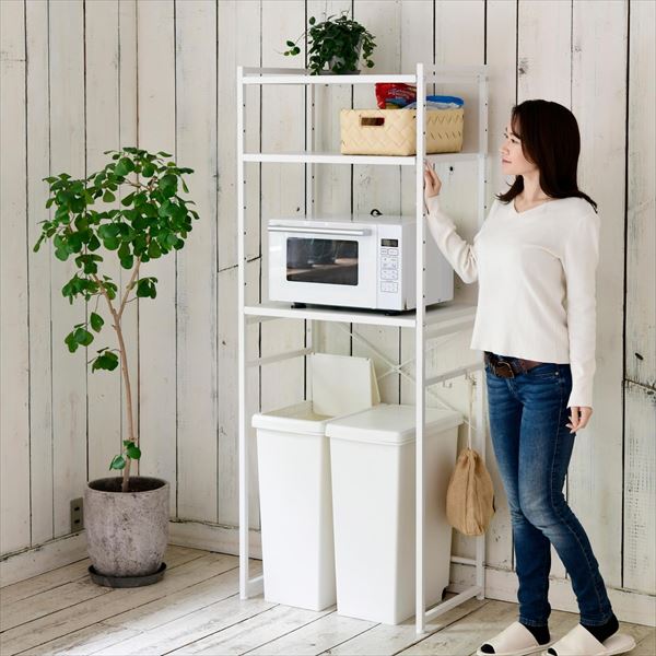 レンジ台 ゴミ箱 収納 レンジボード 幅65 奥行41.5 高さ170 cm ゴミ箱