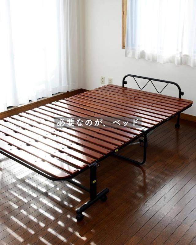 すのこベッド　折り畳みベッド　セミダブル 即購入○ KAGUWORLD 折り畳みベッド すのこ セミダブル コンパクト 桐無垢