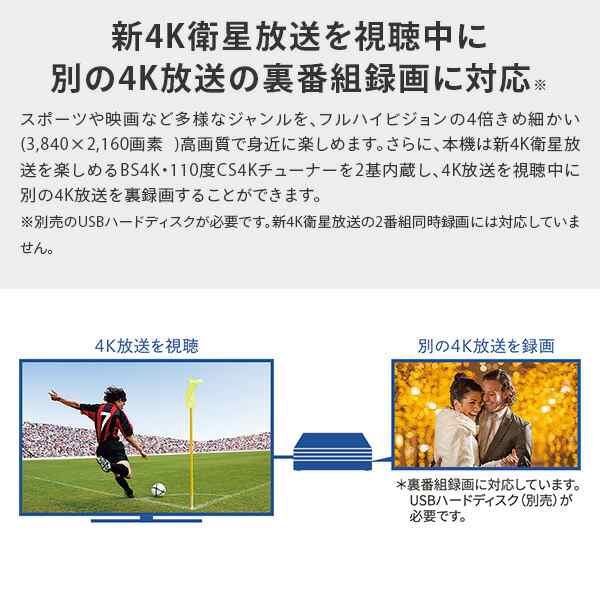 アクオス(AQUOS) 50V型 液晶テレビ 50型テレビ 外付けHDD対応 4Kダブル