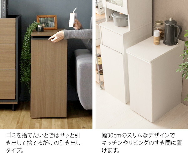 隠せる ゴミ箱 45リットル 引出し式 幅30 奥行き45.5 高さ70cm キャスター付き おしゃれ 45L キッチン リビング 引き出し ごみ箱 キャスター 引出 ドロワー ダストボックス 大容量 宮武製作所 【送料無料】_4