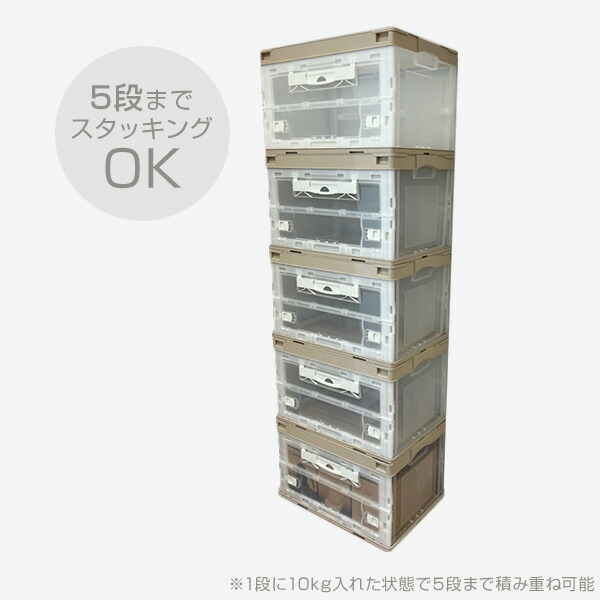 折りたたみコンテナ 50L 収納ボックス (側面オープンタイプ) 専用フタ付き 本体2個 フタ1個 セット コンテナ コンテナボックス 折りコン オリコン 収納ケース プラスチックケース 蓋付き クローゼット おしゃれ 日本製 リス RISU 【送料無料】_5