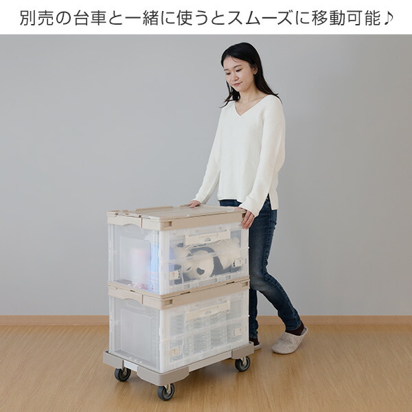 折りたたみコンテナ 50L 収納ボックス (側面オープンタイプ) 2個セット