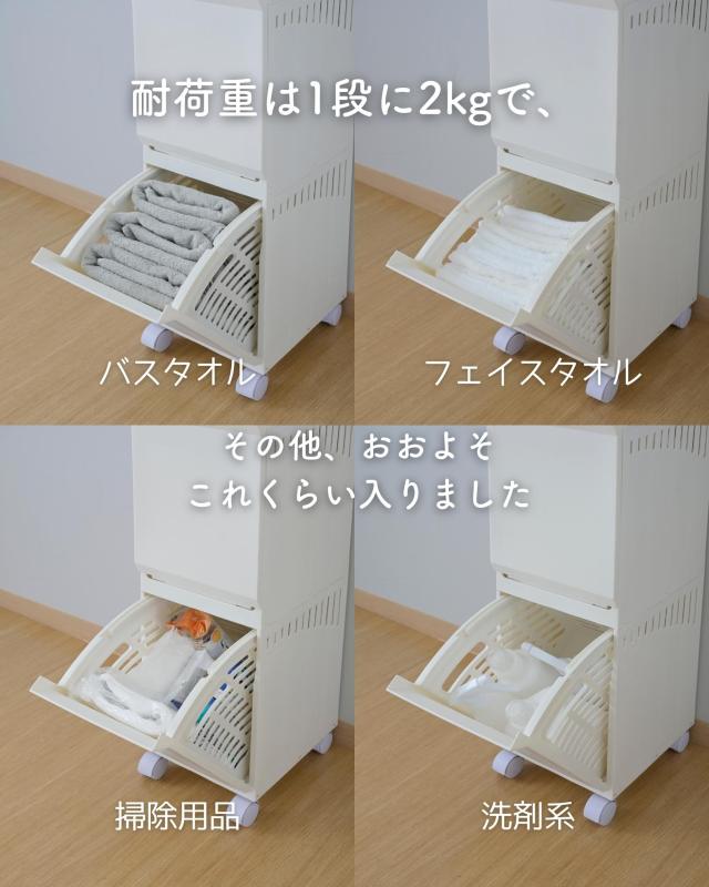 隠せる ランドリーバスケット スリム 3段 幅22 奥行28.7 高さ104.6cm