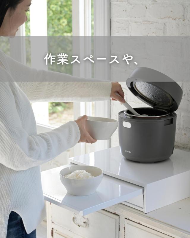 家電下 引き出し ＆ スライドテーブル 幅40 奥行40 高さ10.1cm キッチン 隙間収納 スライドトレー レンジ下 テーブル 台 トレー 置き台 ッチン収納 キッチン家電下引き出し＆スライドテーブル 完成品 日本製 燕三条 【送料無料】_2