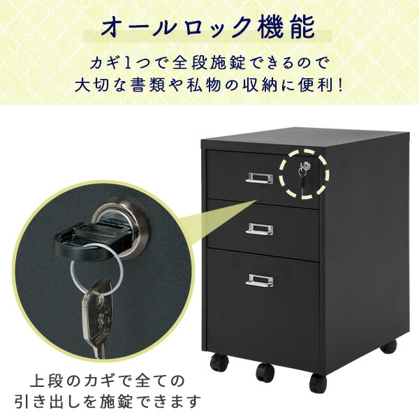 #2774-1　Plus　スチールワゴン　サイドワゴン　デスクワゴン　鍵付き 2774 Plus 鍵付 スチールワゴン サイドワゴン デスクワゴン オフィス