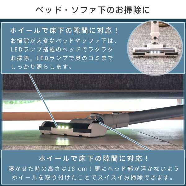 充電式 掃除機 コードレス サイクロン スティッククリーナー 軽量 LED