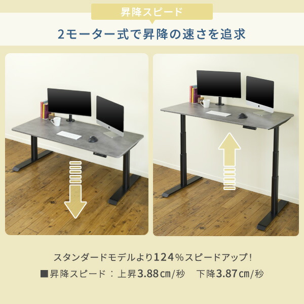 電動 昇降デスク メモリー機能付き 2モーター 幅140 奥行70 高さ57-117cm 天板厚1.8cm 電動昇降デスク スタンディングデスク オフィスデスク 昇降テーブル 昇降式 簡単操作 在宅 在宅ワーク 山善 YAMAZEN 【送料無料】_4