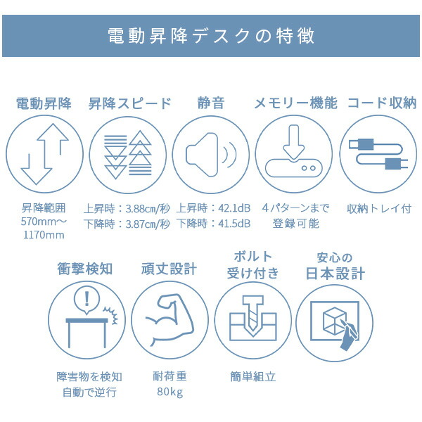 電動 昇降デスク メモリー機能付き 2モーター 幅140 奥行70 高さ57-117cm 天板厚1.8cm 電動昇降デスク スタンディングデスク オフィスデスク 昇降テーブル 昇降式 簡単操作 在宅 在宅ワーク 山善 YAMAZEN 【送料無料】_2
