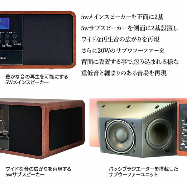 aiwa スピーカーユニット 5W×4+20W CD FMラジオ Bluetooth USB GAA4
