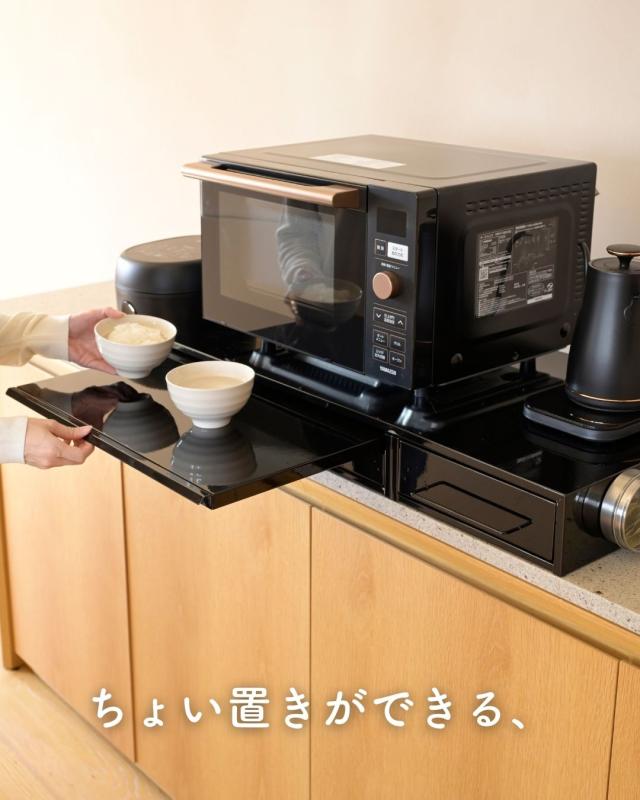 家電下 引き出し ＆ スライドテーブル 幅80 奥行40 高さ10.1cm キッチン 隙間収納 スライドトレー レンジ下 テーブル 台 トレー 置き台 ッチン収納 キッチン家電下引き出し＆スライドテーブル 完成品 日本製 燕三条 【送料無料】_7