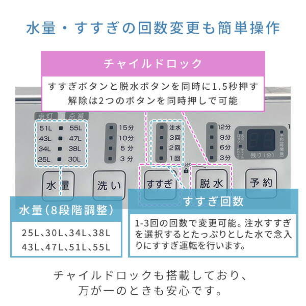 洗濯機 7kg 一人暮らし 小型 縦型洗濯機 脱水 8コース搭載 小型洗濯機 