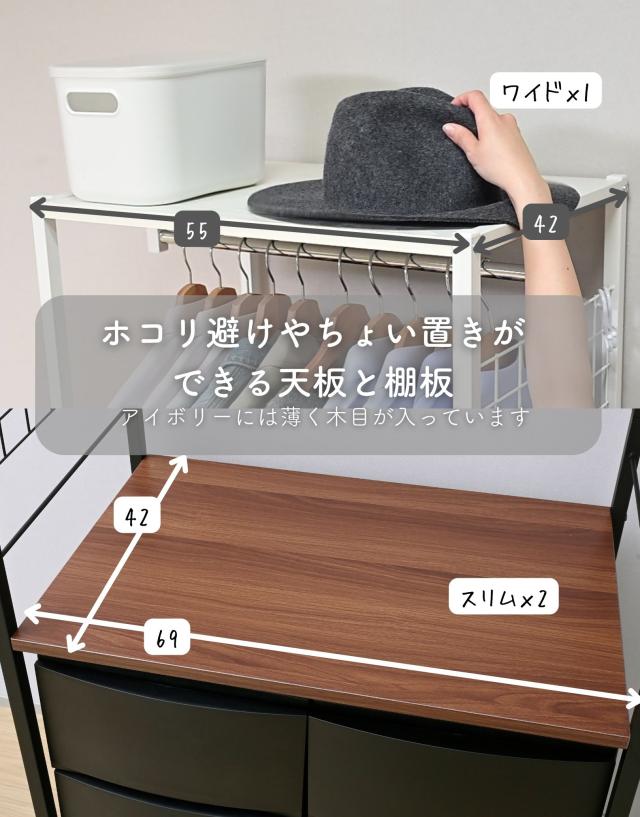 チェスト別売】ハンガーラック チェスト 上置き用 棚付き 幅59 奥行42