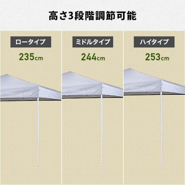 サイドシート3枚付き ワンタッチタープテント 2m×2m 頑丈 スチール