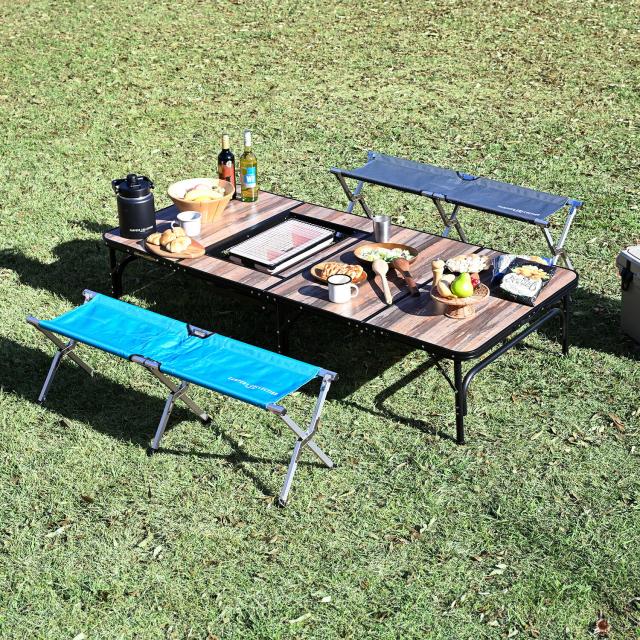 アウトドアチェア 折りたたみ ベンチ アルミ 軽量 2人掛け 耐荷重160kg