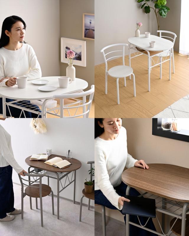 ダイニングテーブルセット 2人用 3点セット ダイニングセット ダイニング テーブル 机 80×53cm ダイニングチェア 椅子 2脚 木目調 テーブルセット 食卓テーブルセット 机 一人暮らし コンパクト ダイニング 机 山善 YAMAZEN 【送料無料】_2
