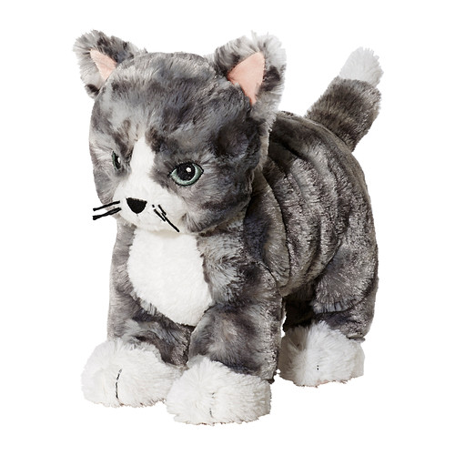 IKEA ねこ　ぬいぐるみ　セット LILLEPLUTT リレプルット ぬいぐるみ, ネコ グレー/ホワイト - IKEA