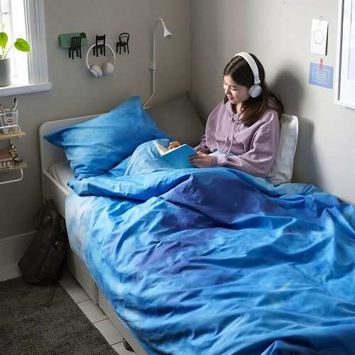 IKEA イケア 掛け布団カバー＆枕カバー 海模様 ブルー シングル