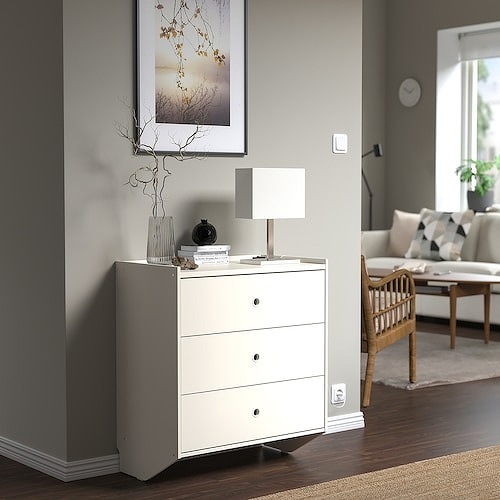 IKEA イケア ラックネス チェスト 引き出しx3 ホワイト 壁取り付け型