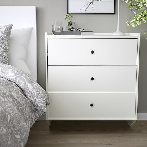 IKEA イケア ラックネス チェスト 引き出しx3 ホワイト 壁取り付け型