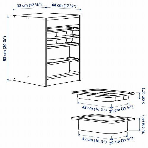 【セット商品】IKEA イケア 収納コンビネーションボックス トレイ付 ホワイトステインパイン ホワイト 32x44x53cm m39584398 TROFAST トロファスト_6
