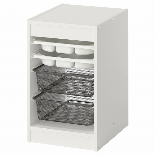 【新商品 セット】IKEA イケア 収納コンビネーション ボックス トレイ付 ホワイト ホワイト ダークグレー 34x44x56cm m69585363 TROFAST トロファスト の通販は