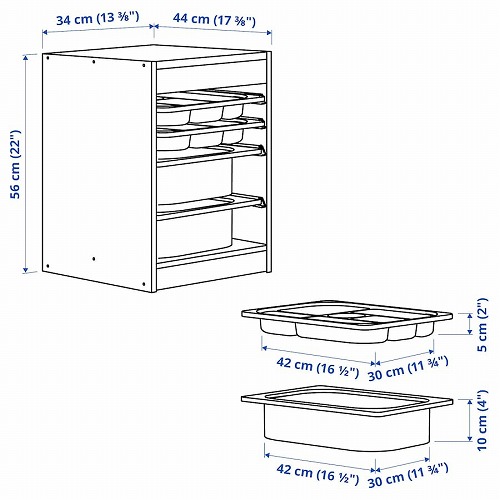 【セット商品】IKEA イケア 収納コンビネーション ボックス トレイ付 ホワイト ホワイト ダークグレー 34x44x56cm m69585363 TROFAST トロファスト_5
