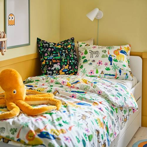 IKEA イケア 掛け布団カバー＆枕カバー マルチカラー ジャングル