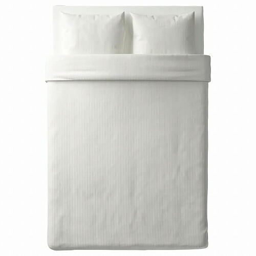 IKEA イケア 掛け布団カバー＆枕カバー2枚 ホワイト 白 ダブル 200x200cm d40337161 NATTJASMIN ナットヤスミン