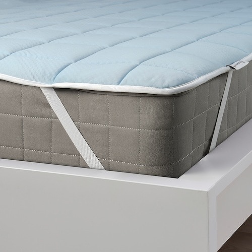 IKEA イケア マットレスプロテクター ベージュ ブルー セミダブル 