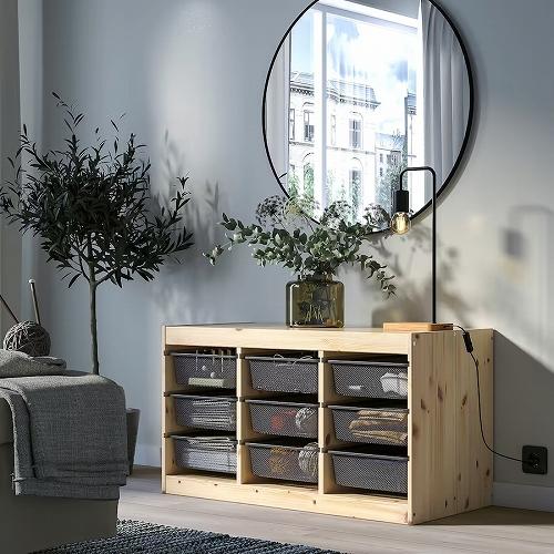 IKEA イケア TROFAST トロファスト 収納コンビネーション ライトホワイトステインパイン ダークグレー 93x44x53cm big29480834_4