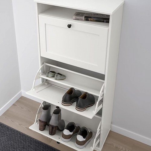 IKEA BISSA イケア ビッサ シューズボックス3段 ホワイト IKEA】BISSA ビッサ 靴収納用キャビネット(下駄箱) 3