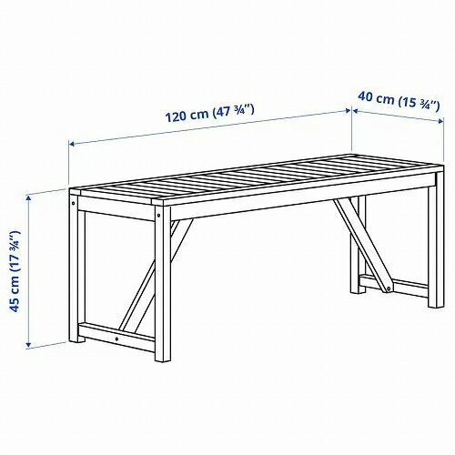 IKEA イケア ベンチ 屋外用 ライトブラウンステイン 120cm big10510341 NAMMARO ネッマロー_4