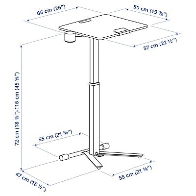 IKEA イケア ラップトップテーブル キャスター付き ブラック 66x50cm big20515593 MITTZON ミッツォーン