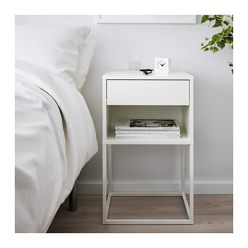 IKEA イケア ベッドサイドテーブル ホワイト 白 40x39cm z80388974