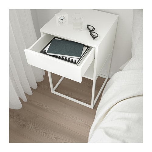 IKEA イケア ベッドサイドテーブル ホワイト 白 40x39cm z80388974 VIKHAMMER ヴィークハムメル_2