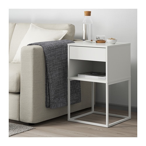 IKEA イケア ベッドサイドテーブル ホワイト 白 40x39cm z80388974 VIKHAMMER ヴィークハムメル_3