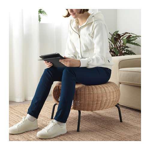 IKEA イケア オットマン 収納付き 籐 チャコール n80442966