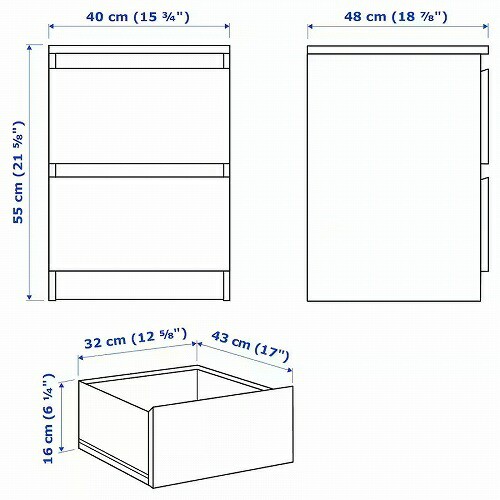 IKEA イケア チェスト(引き出し×2) ホワイト 白 40x55cm IKEA イケア チェスト(引き出し×2) ホワイト 白 40x55cm