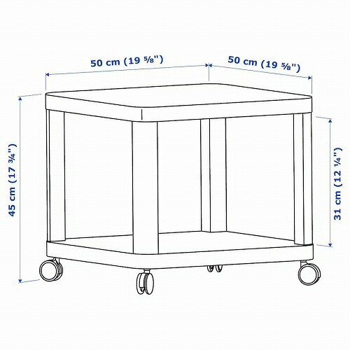 IKEA イケア サイドテーブル キャスター付き ホワイト 白 50x50cm