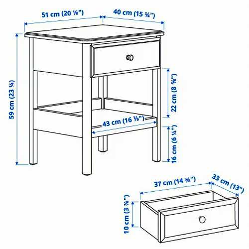 IKEA イケア ベッドサイドテーブル ホワイト 51x40cm m60357474 