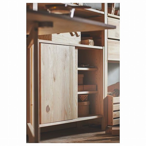 IKEA イケア キャビネット 引き戸付 パイン材 80x30x60cm